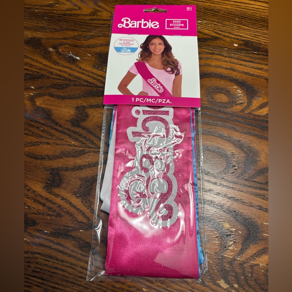 Barbie Pink Sash with Silver Design
